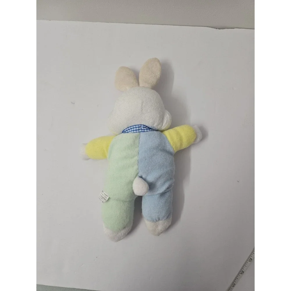 Vtg SOFT DREAMS Pastel Terry Cloth Bunny Rabbit Slippers Plush Baby Rattle 13